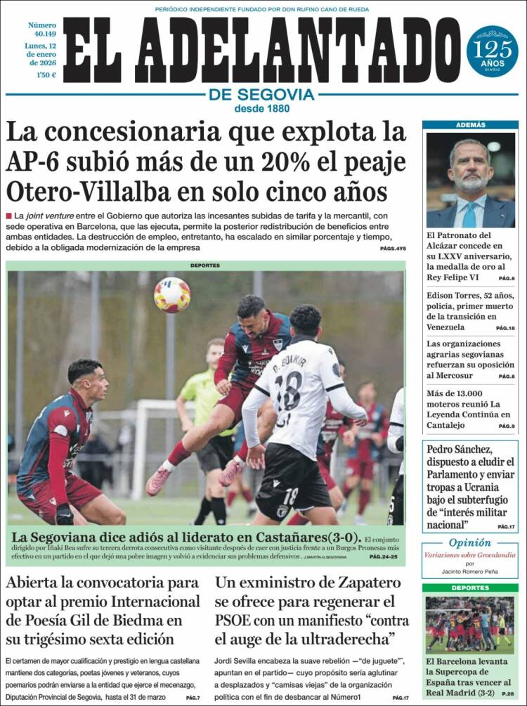 Portada de El Adelantado de Segovia (Espa&ntilde;a)