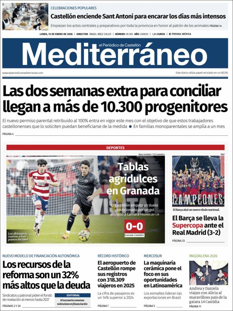 Portada de El Periódico Mediterraneo (Espa&ntilde;a)