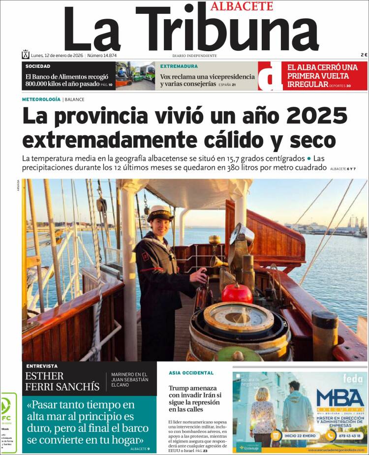 Portada de La Tribuna de Albacete (Espa&ntilde;a)