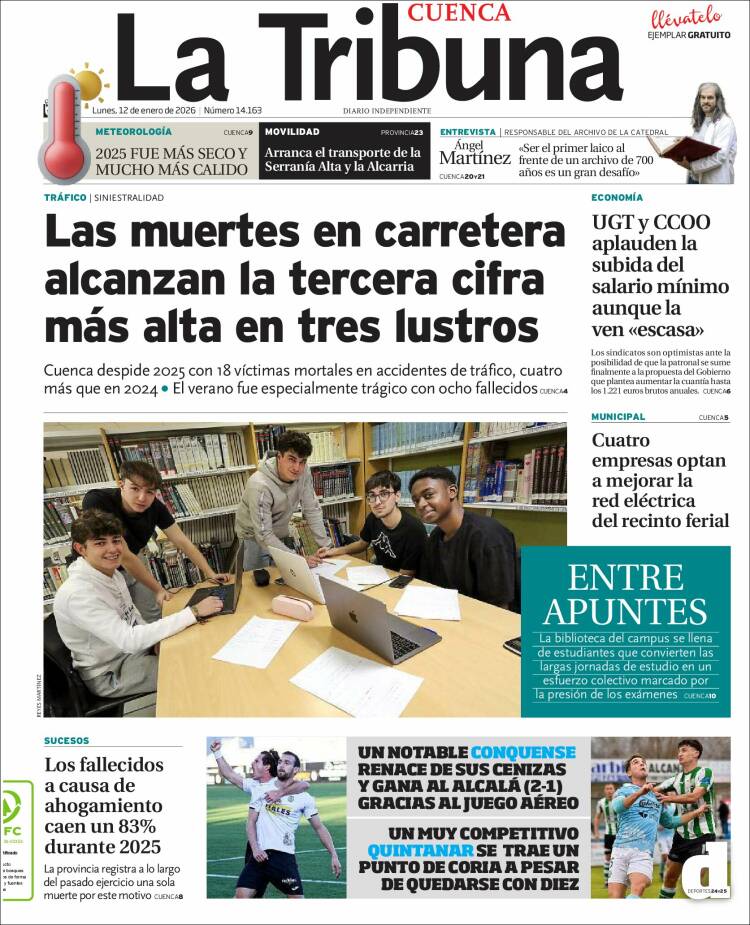 Portada de La Tribuna de Cuenca (Espa&ntilde;a)