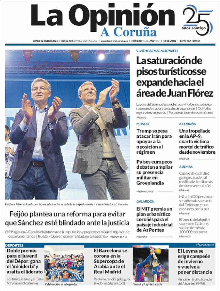 Portada de La Opinión de A Coruña (Espa&ntilde;a)