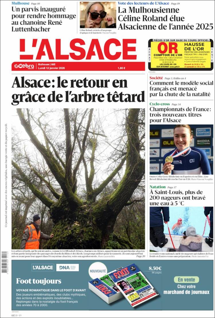 Portada de Journal L'Alsace (Francia)