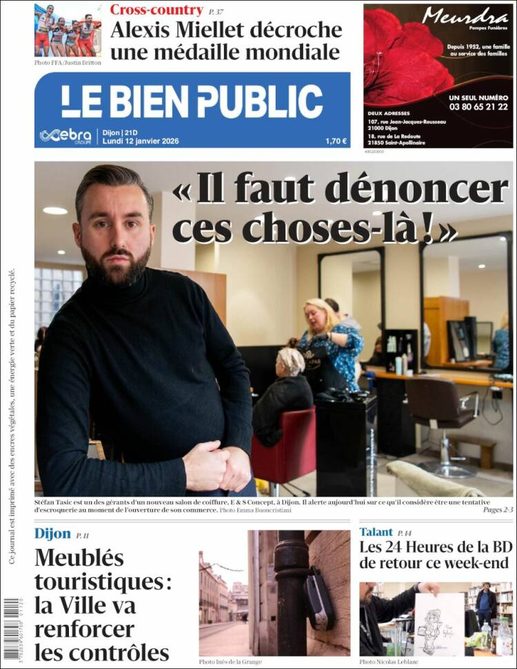 Portada de Le Bien Public (Francia)