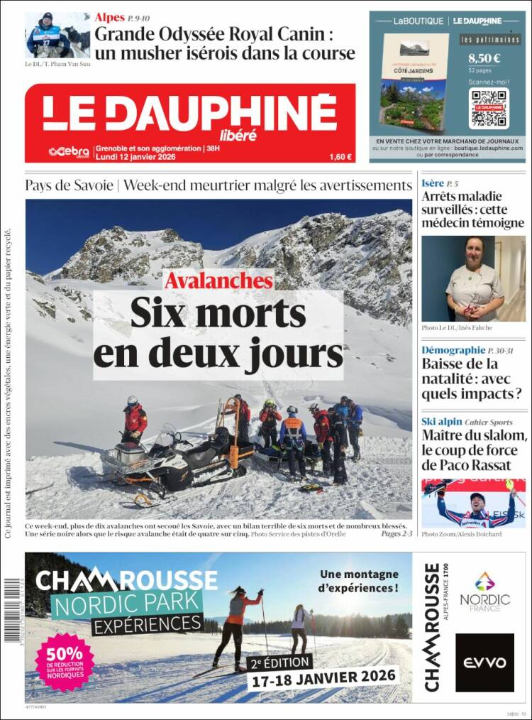 Portada de Le Dauphiné Libéré (Francia)