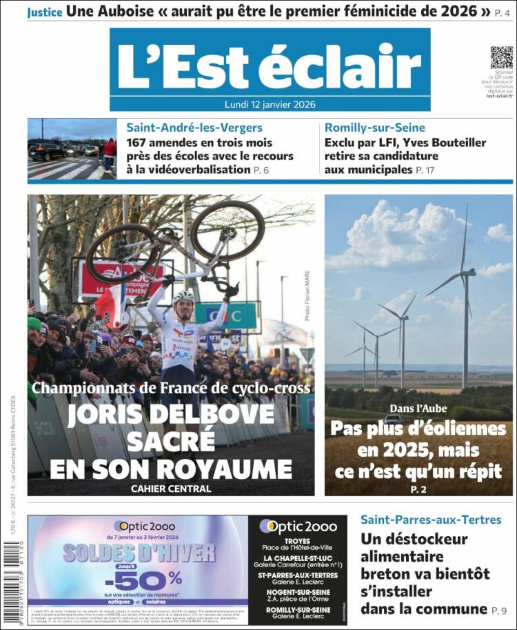 Portada de L'Est Eclair (Francia)