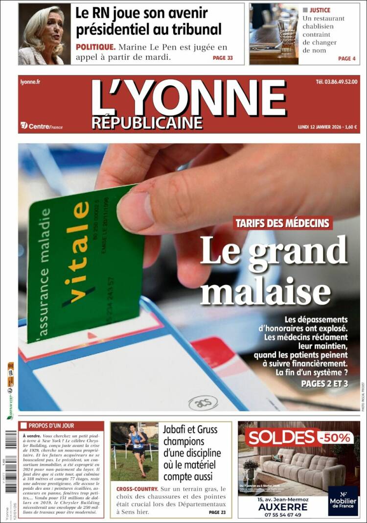 Portada de L'Yonne-Républicaine (Francia)