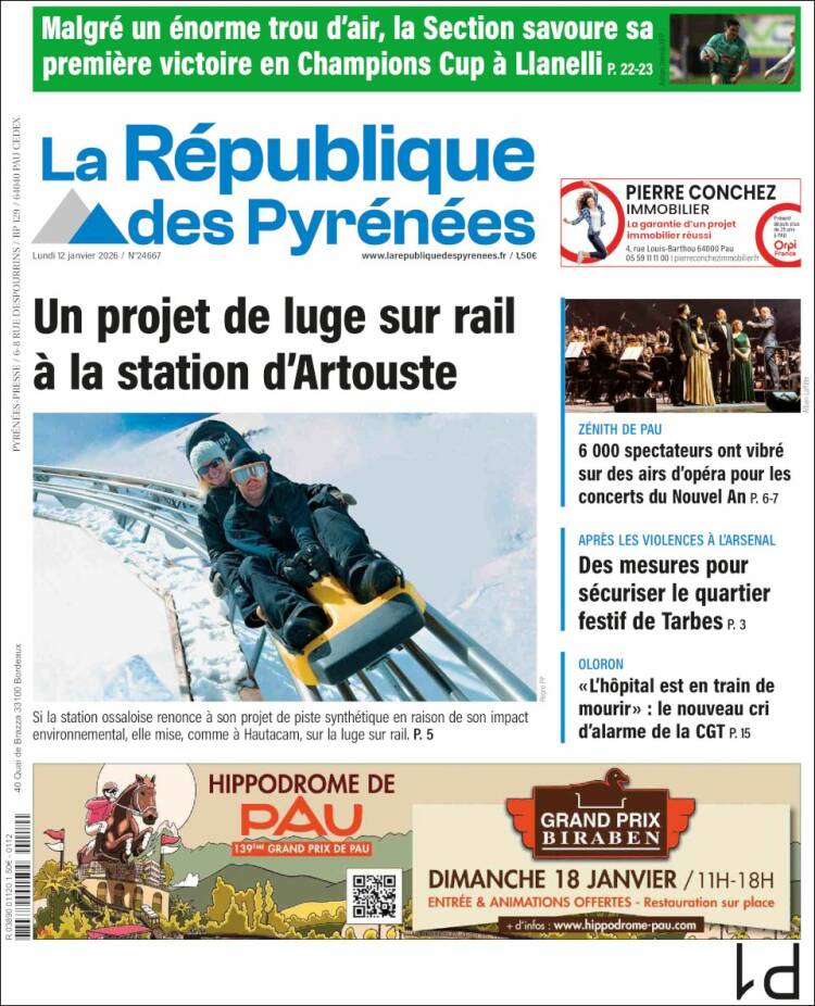 Portada de La République des Pyrénées (Francia)