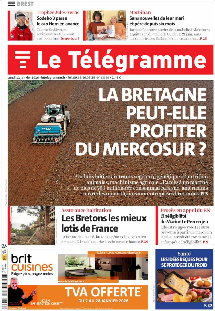 Portada de Télégramme (Francia)