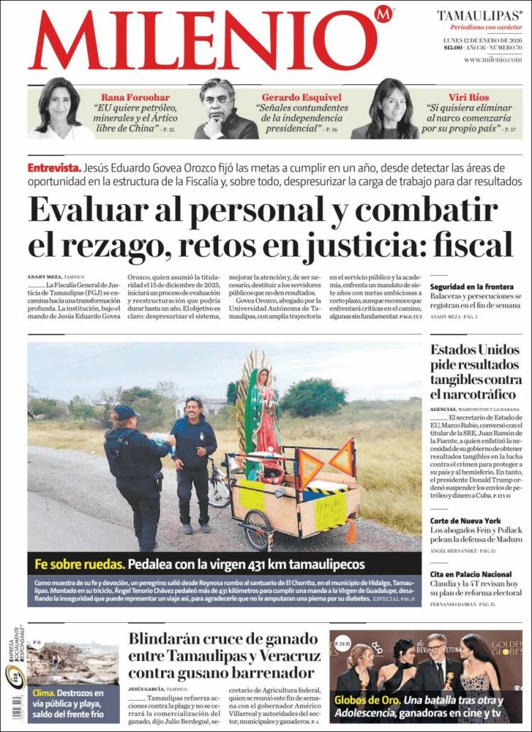 Portada de Milenio - Tamaulipas (M&eacute;xico)