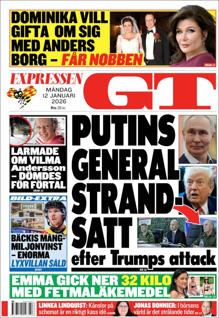 Portada de Göteborgstidningen (Suecia)
