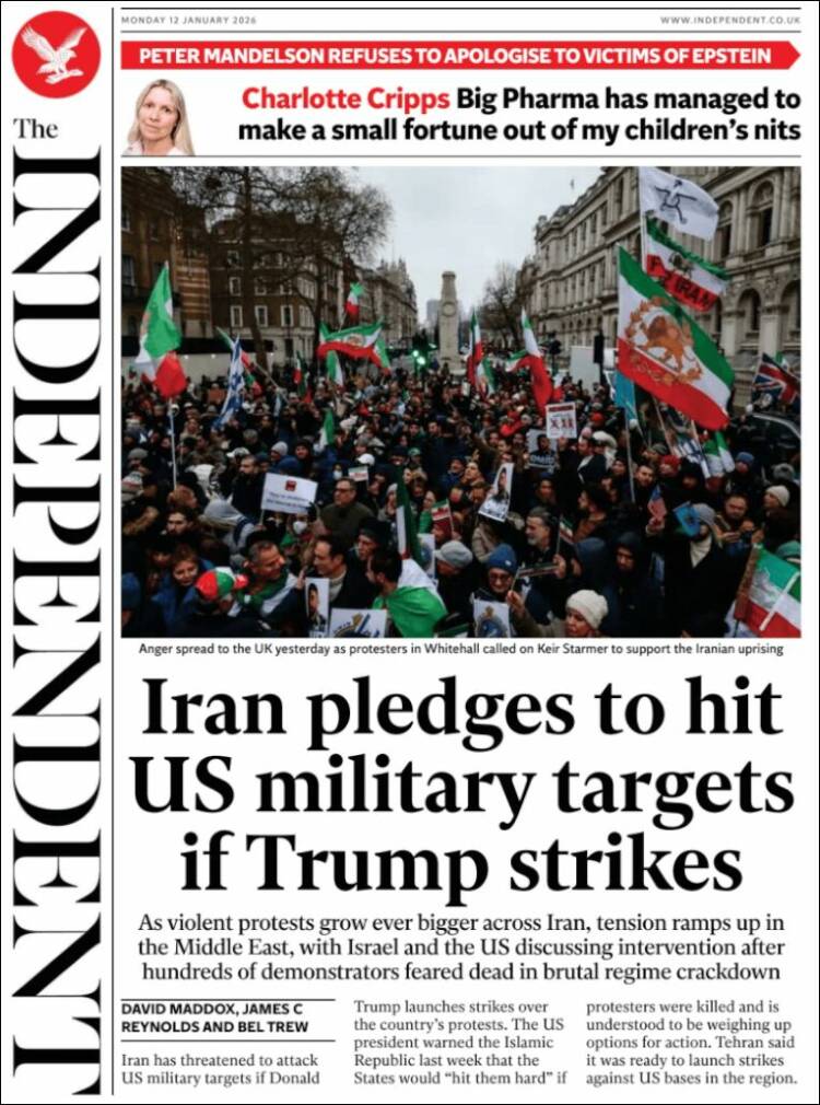 Portada de The Independent (Reino Unido)
