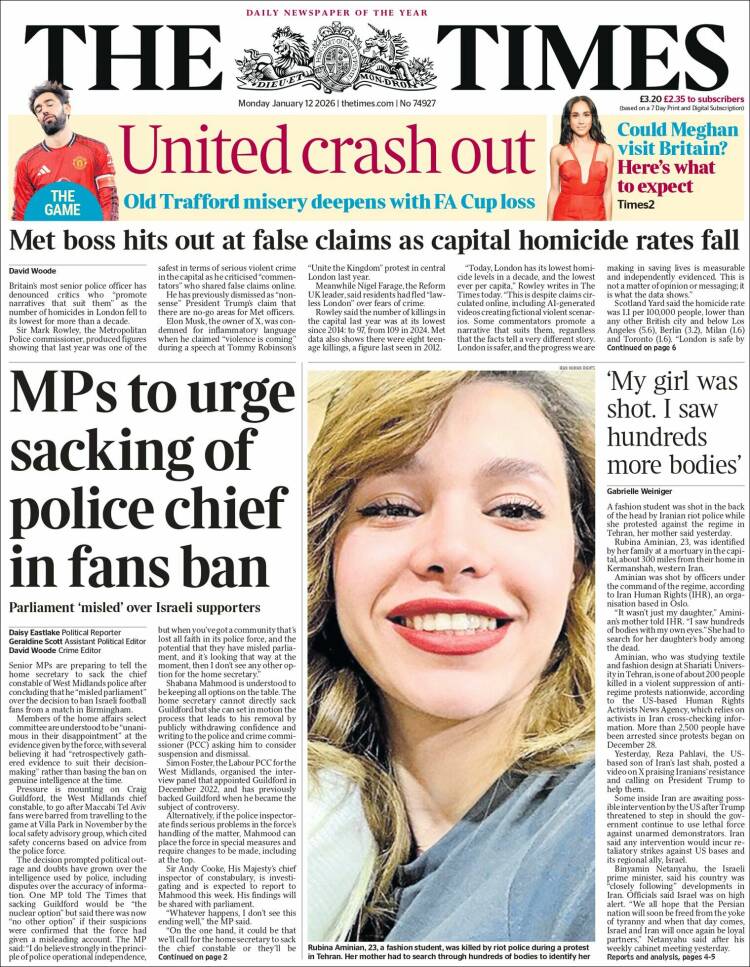 Portada de The Times (Reino Unido)