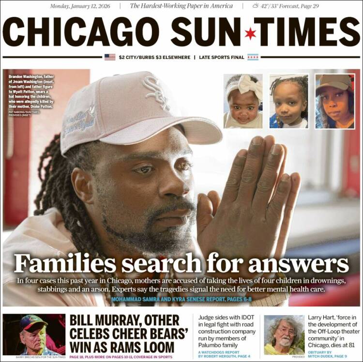 Portada de Chicago Sun-Times (USA)