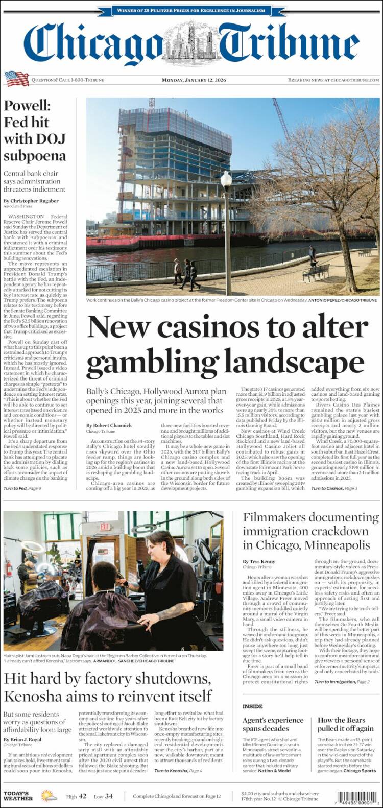 Portada de Chicago Tribune (USA)