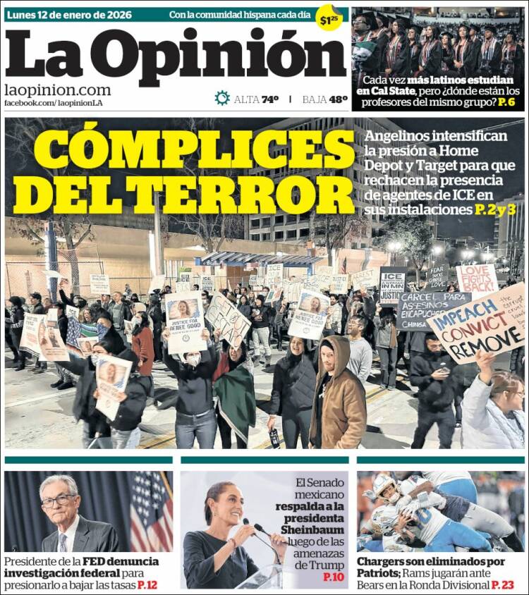 Portada de La Opinión (USA)