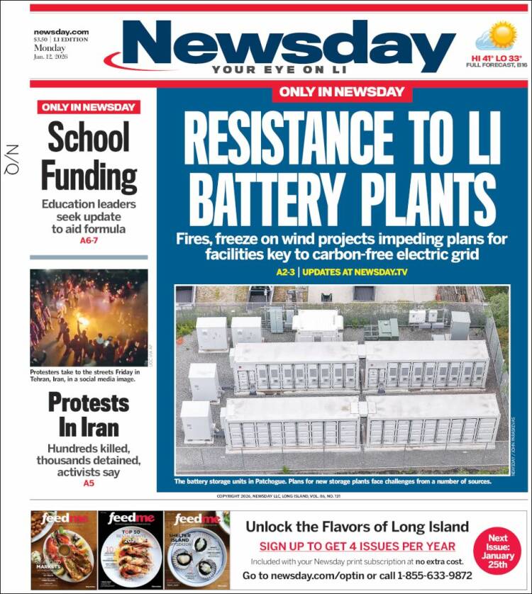 Portada de Newsday (USA)