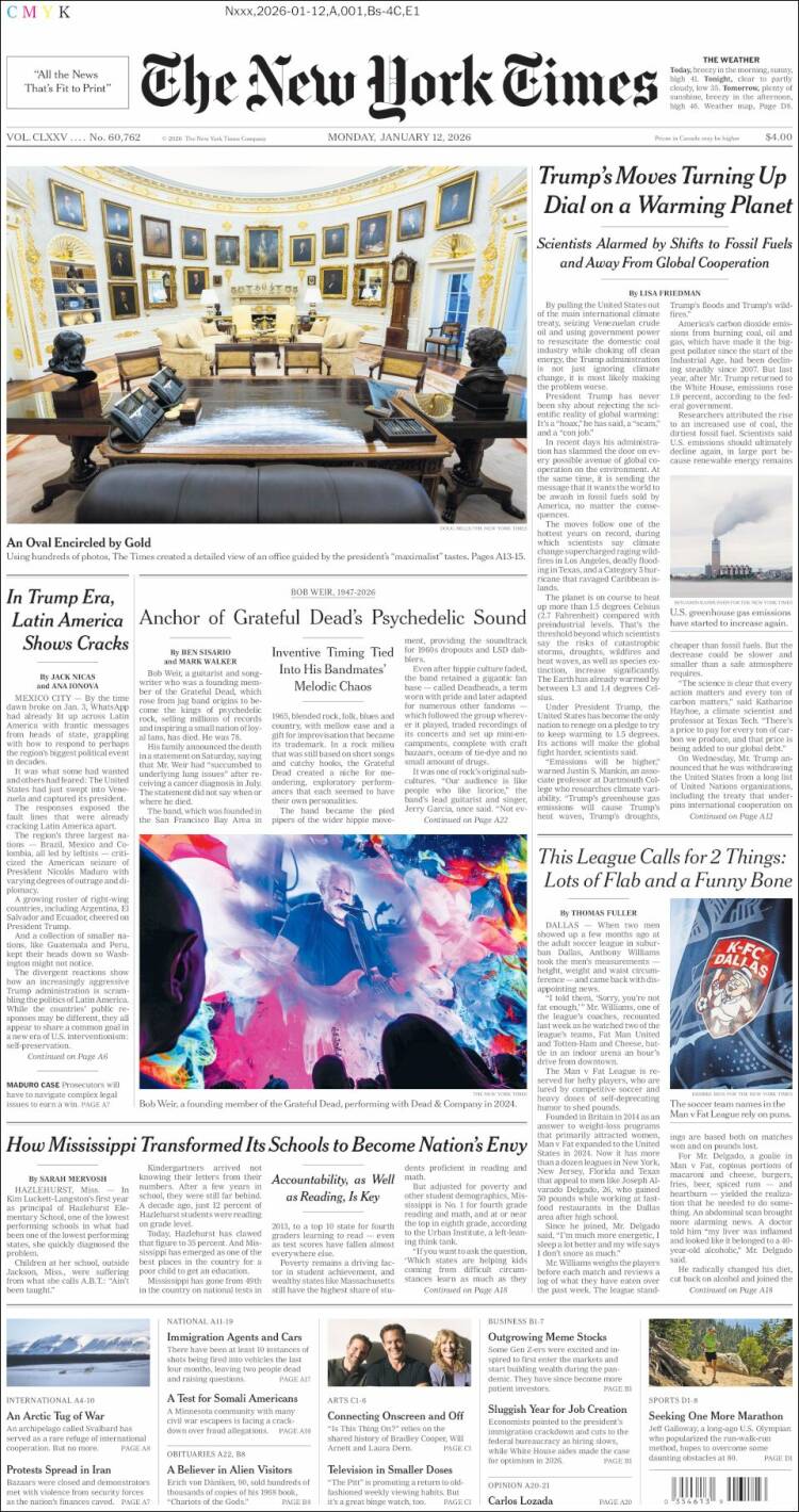 Portada de New York Times (USA)
