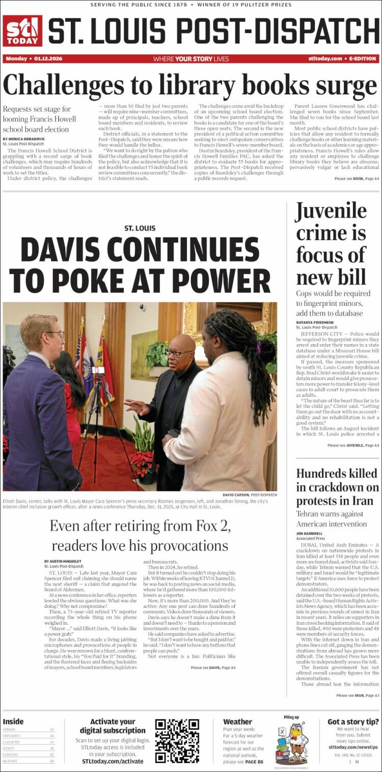 Portada de St. Louis Post-Dispatch (USA)