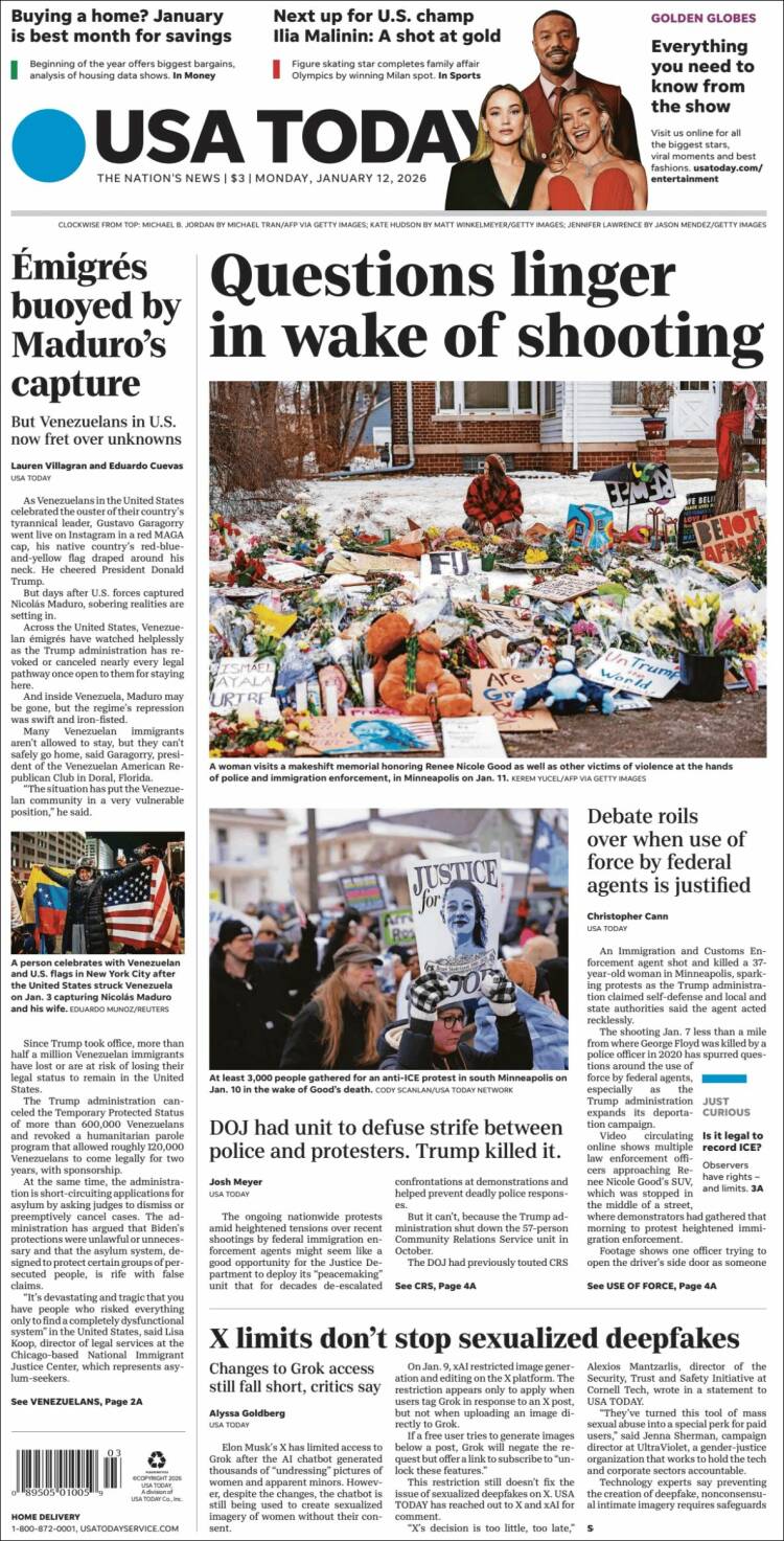 Portada de USA Today (USA)