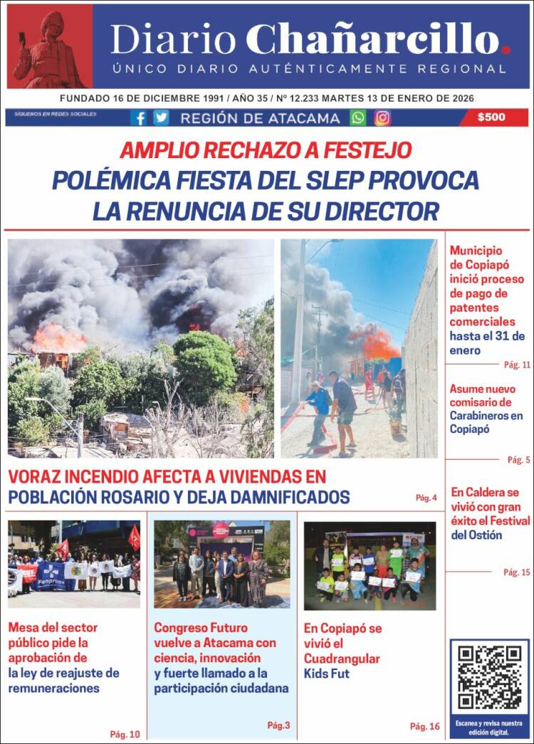 Portada de Diario Chañarcillo (Chile)