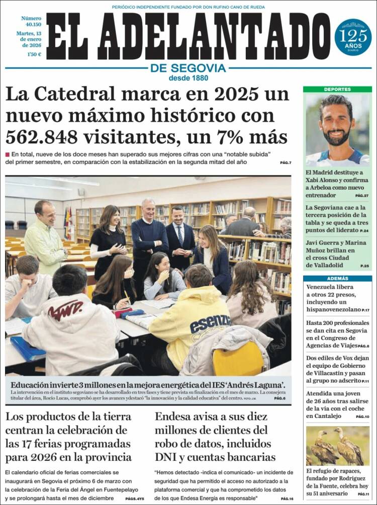 Portada de El Adelantado de Segovia (Espa&ntilde;a)