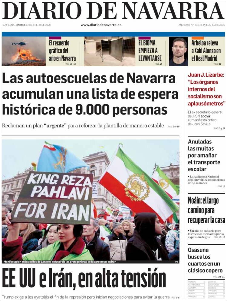 Portada de Diario de Navarra (Espa&ntilde;a)