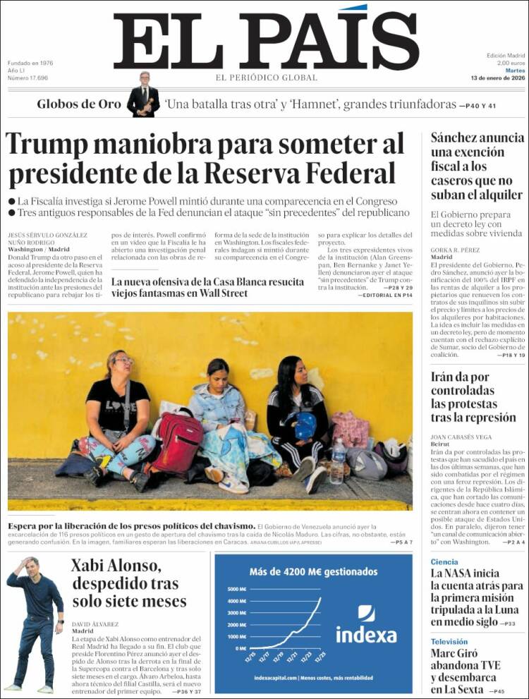 Portada de El País (España)