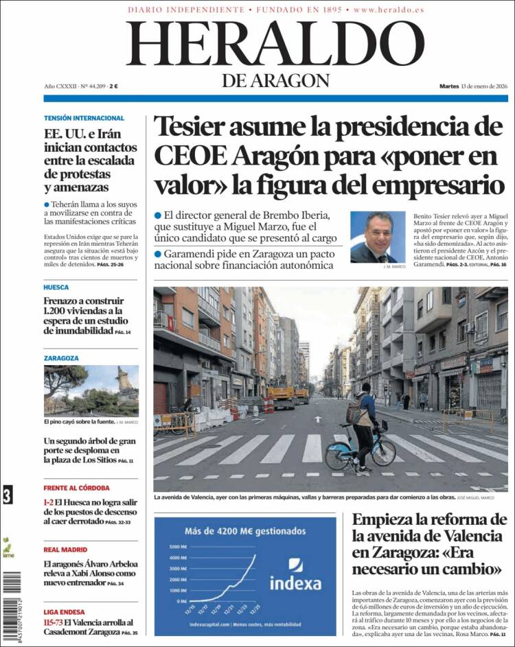 Portada de Heraldo de Aragón (Espa&ntilde;a)