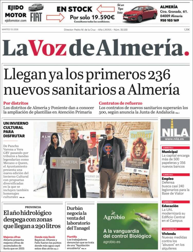 Portada de La Voz de Almería (Espa&ntilde;a)