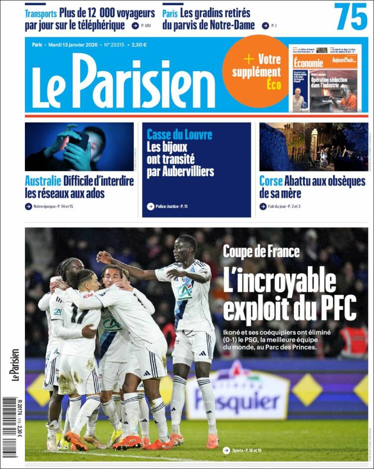 Portada de Le Parisien (Francia)