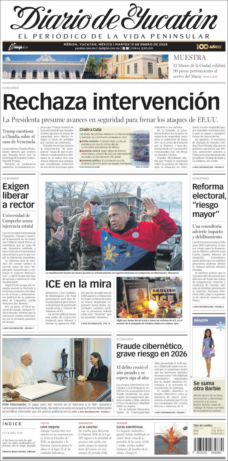 Portada de Diario de Yucatán (M&eacute;xico)