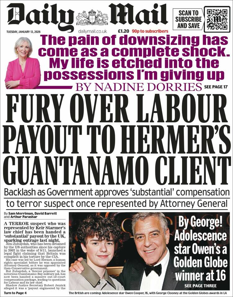 Portada de Daily Mail (Reino Unido)