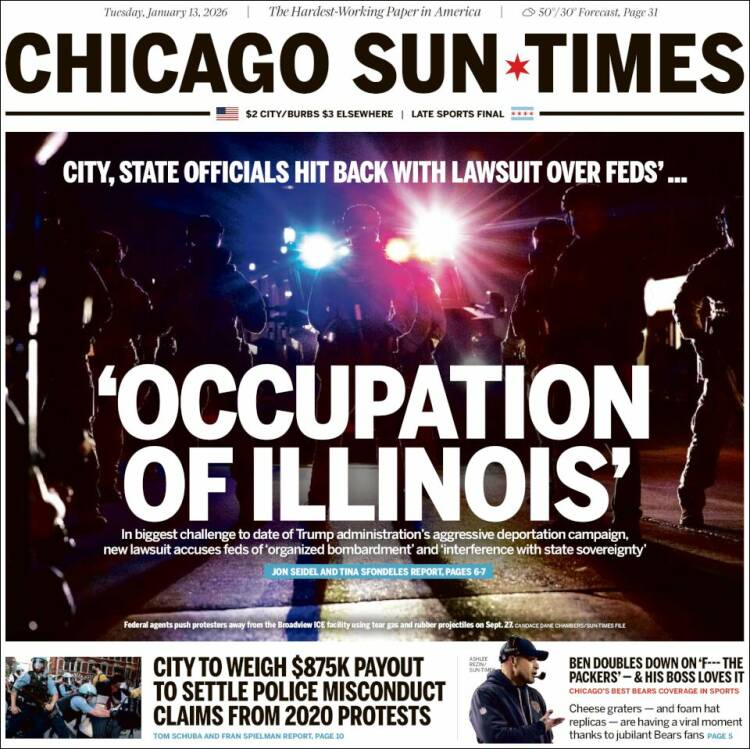 Portada de Chicago Sun-Times (USA)