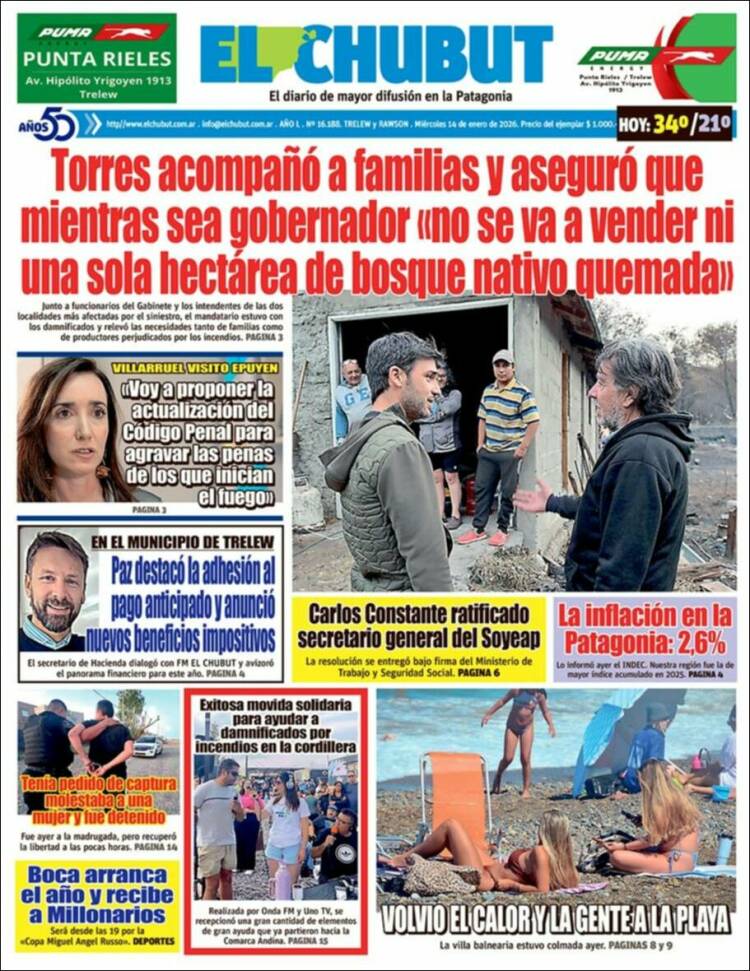 Portada de El Chubut (Argentina)