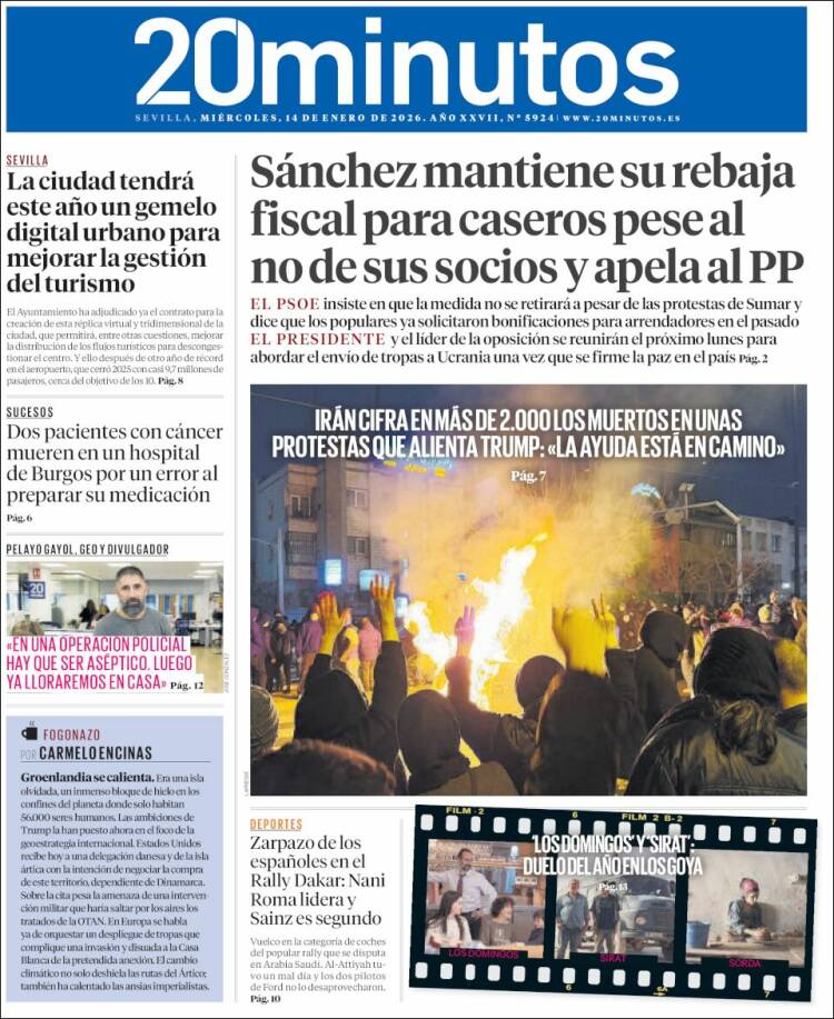 Portada de 20 Minutos - Sevilla (Espagne)