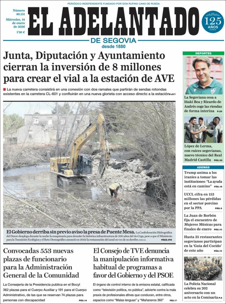 Portada de El Adelantado de Segovia (Espa&ntilde;a)