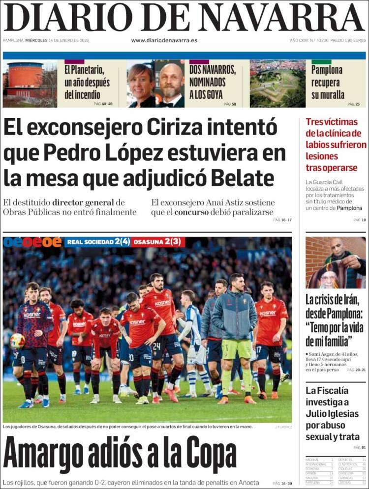 Portada de Diario de Navarra (Espa&ntilde;a)