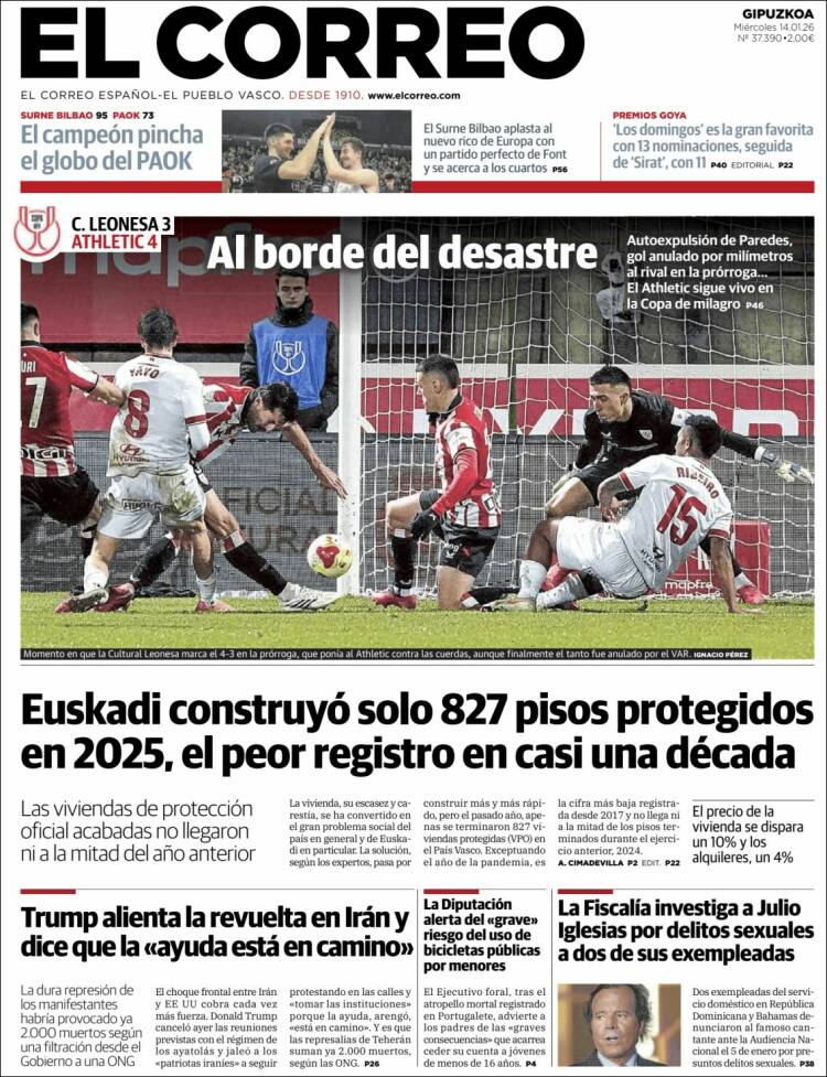 Portada de El Correo - Guipuzcoa (Espa&ntilde;a)