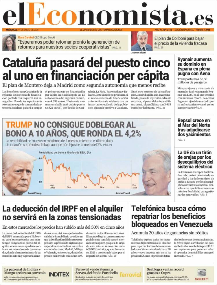 Portada de El Economista (Espa&ntilde;a)
