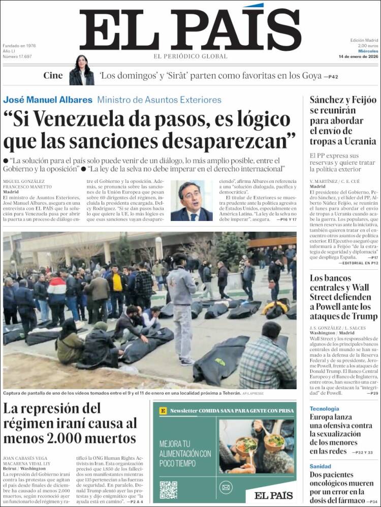 Portada de El País (España)
