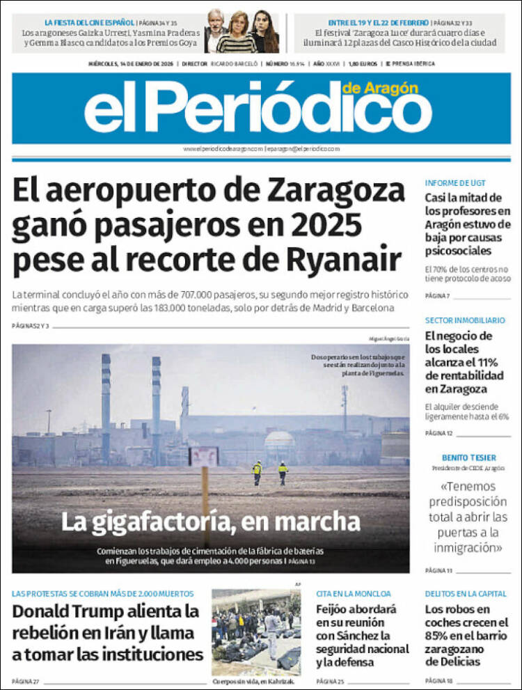 Portada de El Periódico de Aragón (Espa&ntilde;a)