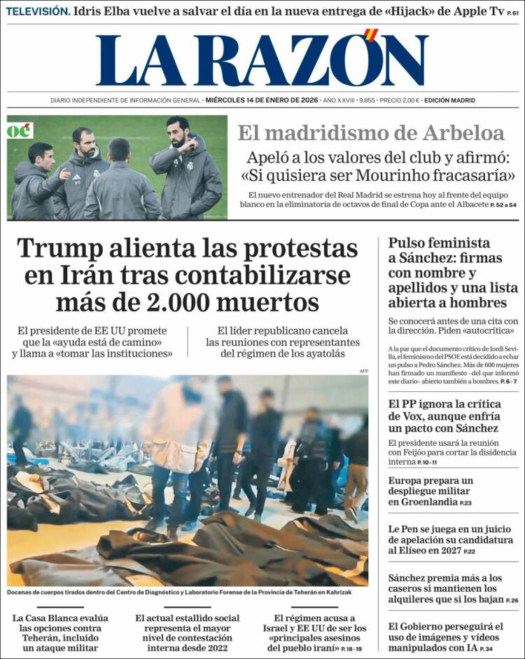 Portada de La Razón (Espa&ntilde;a)