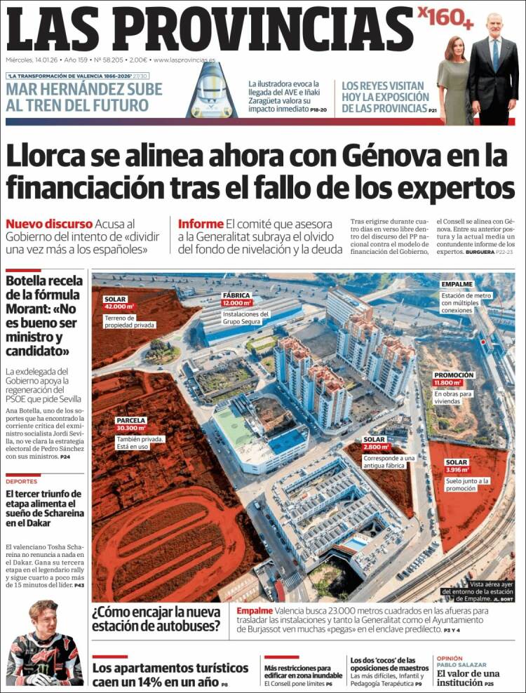 Portada de Las Provincias (Espa&ntilde;a)