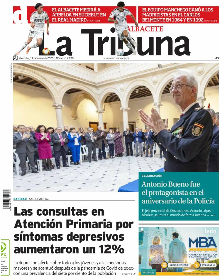 Portada de La Tribuna de Albacete (Espa&ntilde;a)