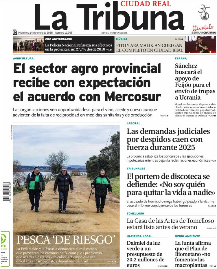 Portada de La Tribuna de Ciudad Real (Espa&ntilde;a)