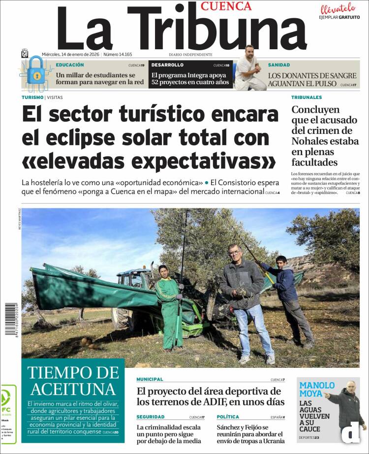 Portada de La Tribuna de Cuenca (Espa&ntilde;a)