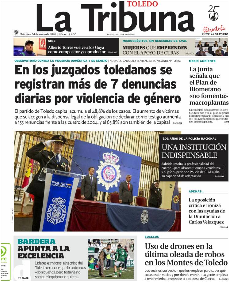Portada de La Tribuna de Toledo (Espa&ntilde;a)