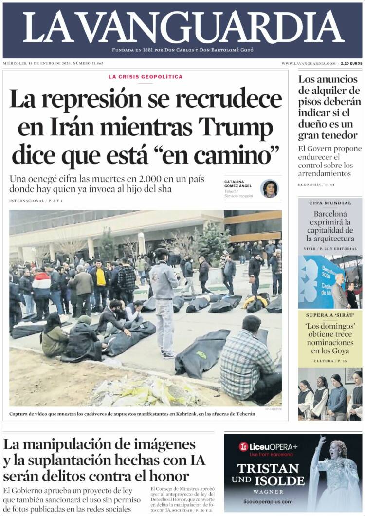 Portada de La Vanguardia (España)