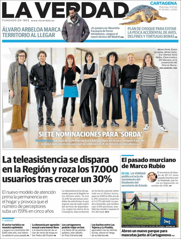 Portada de La Verdad de Cartagena (Espa&ntilde;a)