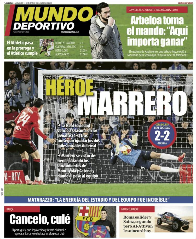 Portada de Mundo Deportivo Gipuzkoa (Espa&ntilde;a)